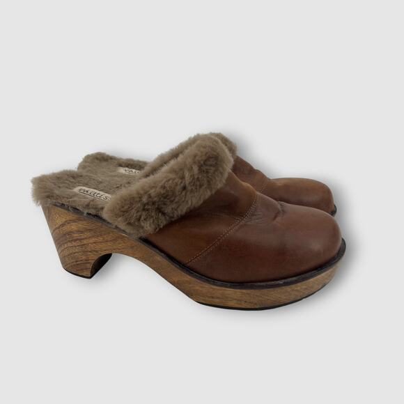Y2k Vintage Matisse Ava Shearling Lined Leather Clog Heels Size 8 - Picture 2 of 10